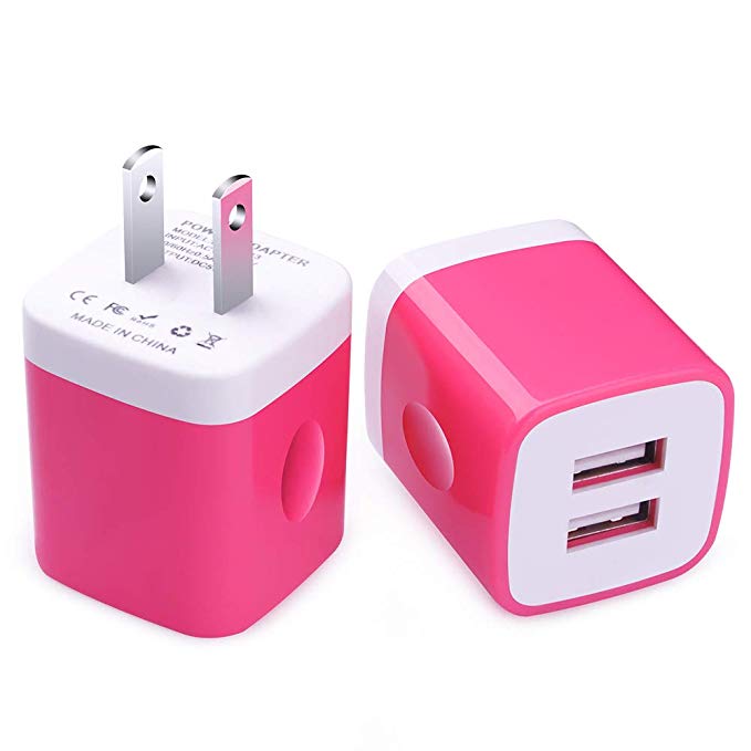 Charger Box, FiveBox 2PC Dual Port 2.1A USB Wall Charger Brick Plug Adapter Phone Charging Base Cube Charger Block Compatible iPhone XS Max/XR/X/8/7/6/6s, iPad, Samsung Galaxy S9 S8 S7 S6, LG, Android