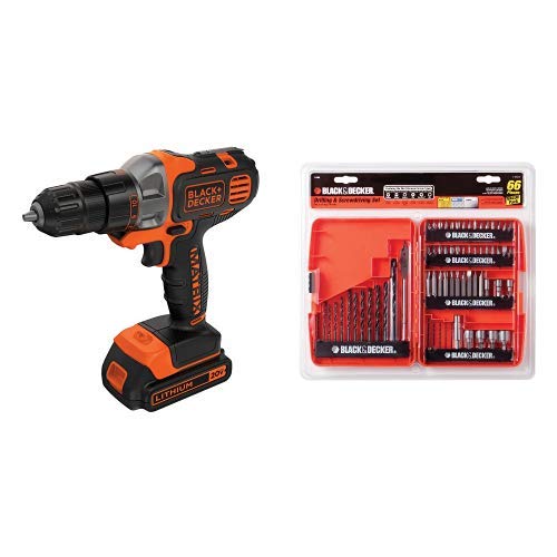 BLACK DECKER 20V MAX Matrix Cordless Drill/Driver (BDCDMT120C) with BLACK DECKER 71-966 Drilling and Screwdriving Set, 66-Piece Bit Set