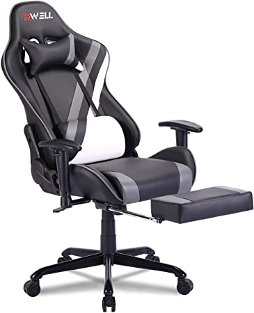 EDWELL Gaming Chair,Office Chair with Footrest,High Back Computer Chair,Adjustable Desk Chair with Headrest and Lumbar Support,PU Leather Executive Chair for Adults Women Men,Ergonomic Design