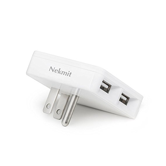 Nekmit Dual Port Ultra Thin Flat USB Wall Charger with Smart IC