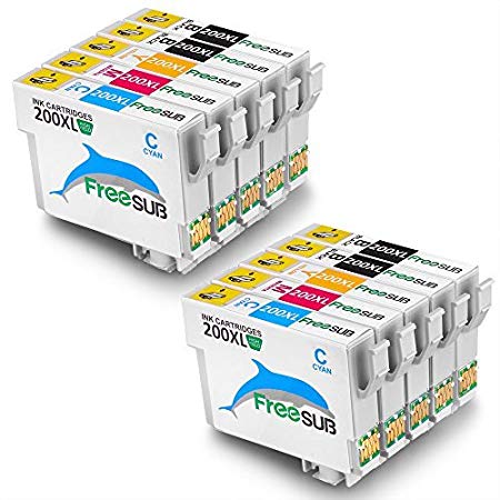 FreeSUB 200XL Remanufactured Epson 200 Ink Cartridges, 2 Set 2 BK High Yield Used for Epson XP-410 XP-310 WF-2540 WF-2530 WF-2520 WF-2010F WF-2010W WF-2510WF XP-400 XP-300 XP-200 Printers