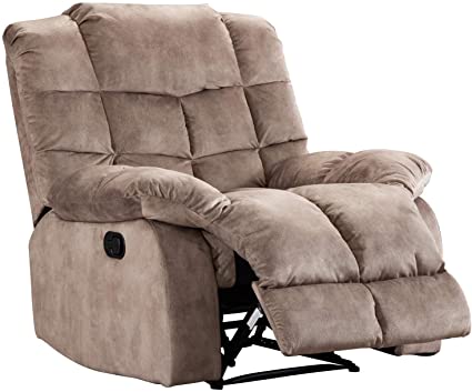 Merax Manual Recliner Chair Single Sofa, Including Overstuffed Cushions for Home Theater Living Room, Camel