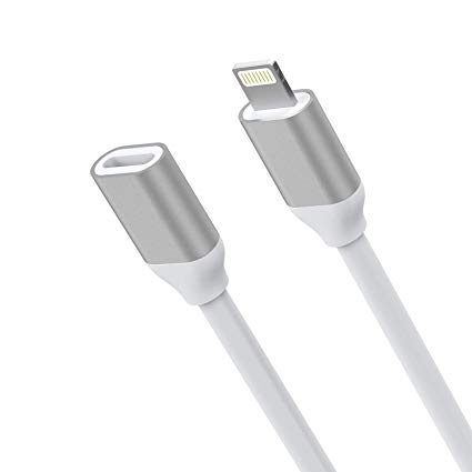 EMATETEK Extension Connector Cord Pass Video Audio Music Picture Data and Charging. Female to Male 1PCS White Extender Cable Made of Aluminum and PVC. (1.6Feet / 0.5M, White)