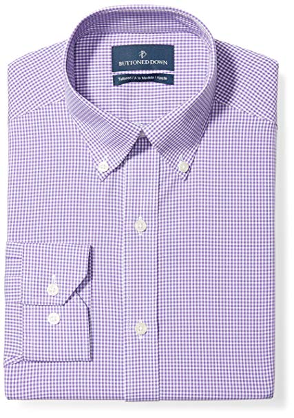 Amazon Brand - BUTTONED DOWN Men's Tailored Fit Gingham Non-Iron Dress Shirt