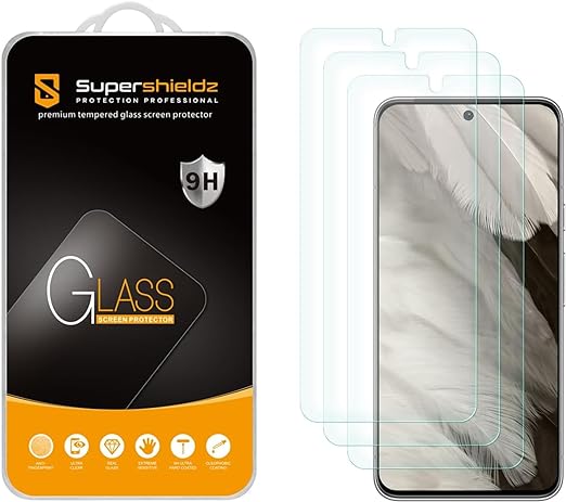 Supershieldz (3 Pack) Designed for Google Pixel 8 Tempered Glass Screen Protector, 0.33mm, Anti Scratch, Bubble Free