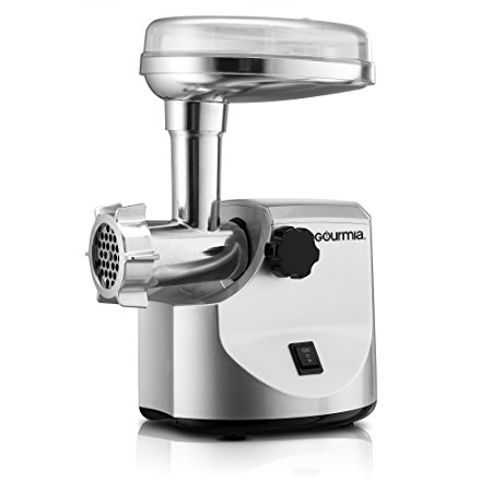 Gourmia GMG7000 Prime Plus Commercial Grade Meat Grinder Variety of Sausage Funnels, Kibbeh Attachment and Metal Grinding Plates Recipe Book Included 800 Watts ETL Approved 2200 Watts Max.