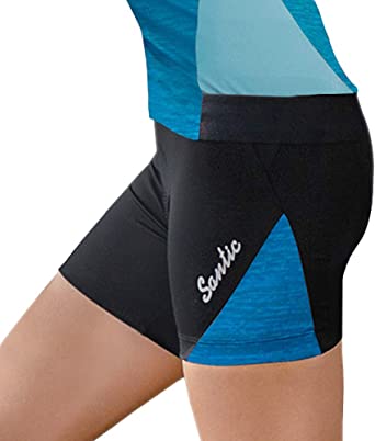 Santic Women's Cycling Shorts 4D Gel Spin Bike Classes Padding Plus Size