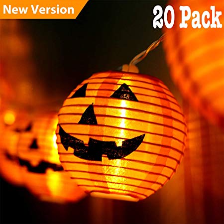 Jolik Pumpkin String Lights DIY Polyester Halloween Pumpkin Lanterns with 20 LED Lights for Halloween Decoration
