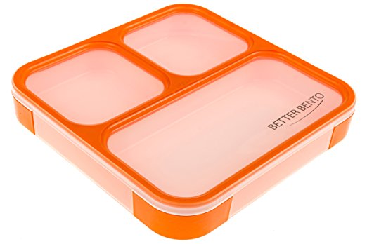 Better Bento 100% Leak Proof Lunch Box - Great for School, Portion Control and Meal Prep Orange