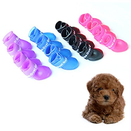 Adarl Pet Puppy Dog Boots Waterproof Protective Rubber Rain Shoes Booties Solid