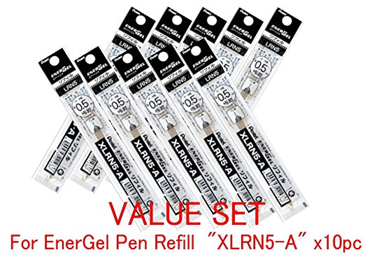 Pentel Refill Ink for EnerGel Liquid Gel Pen / 0.5mm Black Ink / Value Set of 10 Refills (With Our Shop Original Product Description)