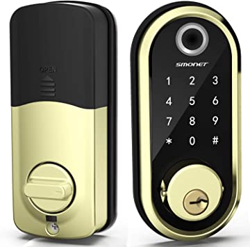 Smart Lock, Fingerprint Smart Deadbolt Lock, 5-in-1 Keyless Entry Door Lock with Bluetooth and Keypad, Door Lock Featuring Auto-Lock, Compatible with Alexa, Google Assistant for Home Hotel Apartment