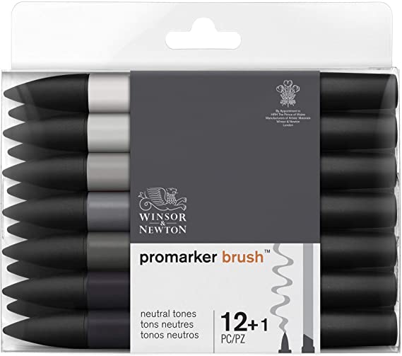 Winsor & Newton Promarker Brush, Set of 12, Neutral Tones