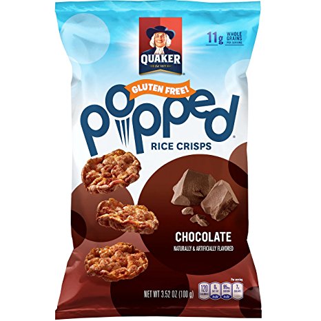 Quaker Popped Rice Crips, Gluten Free, Chocolate, Small Bag, 3.52 Ounce