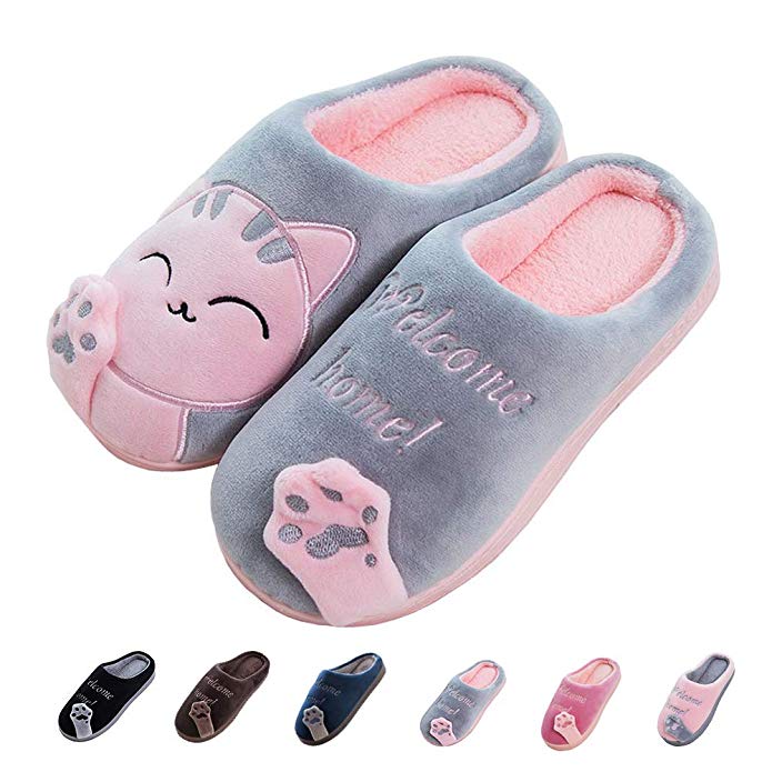 Women's & Men's Comfort Memory Foam Slippers Breathable Fuzzy Slip on Clog House Shoes w/Indoor Outdoor Anti-Skid Sole