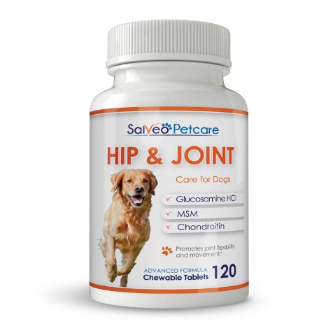 Glucosamine for Dogs Advanced Hip and Joint Supplement with MSM Chondroitin and Vitamins C and E - 120 Beef Flavoured Chewable Tablets - Best for Arthritis Pain Relief and Mobility