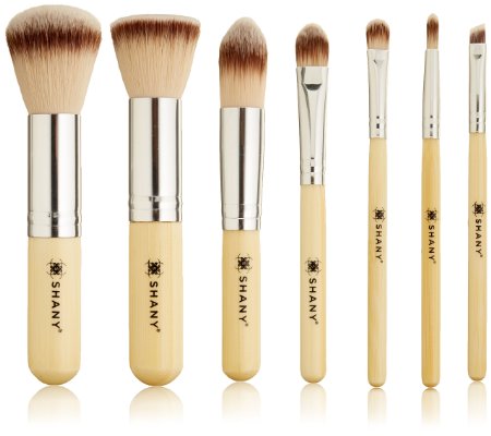 SHANY 7 Piece Petite Pro Bamboo Brush Set with Carrying Case, I Love Bamboo