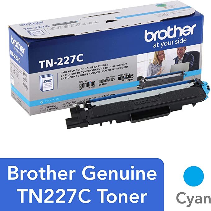 Brother Genuine TN227C, High Yield Toner Cartridge,  Replacement Cyan Toner, Page Yield Up to 2,300 Pages, TN227, Amazon Dash Replenishment Cartridge