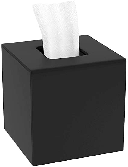 HIIMIEI Acrylic Tissue Box Cover 5.4x5.4x5.4'' Tissue Holder Napkin Dispenser for Home Office Restaurant-Black