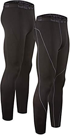 DEVOPS Men's 2 Pack Thermal Heat-Chain Compression Baselayer Long Johns Pants