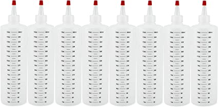 Cornucopia 16-Ounce Plastic Squeeze Bottles with Graduated Measurements (8-Pack); Great for Kitchen, Portion Control, Condiments, Cosmetic Use & Crafts