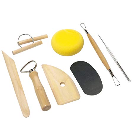 KABEER ART Pottery Tool Kit with Sponge (Biege) - 8 Pieces