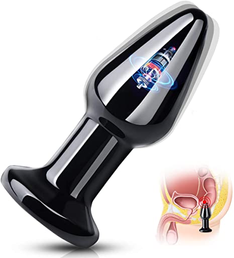 UTIMI Vibrating Butt Plug Rechargeable Vibrating Anal Plug Prostate Massager with 10 Modes Stainless Steel Butt Plug Fetish Bondage Anal Stimulation Adult Sex Toys for Men, Women and Couples