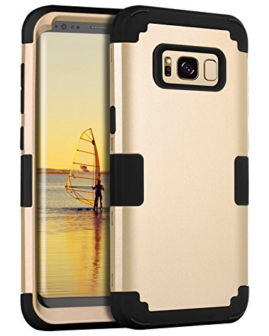 S8 Case,Galaxy S8 Case,S8 Phone Case, BENTOBEN Slim S8 Slim Hybrid 3 Layer Hard PC Soft Silicone Inner Heavy Duty Shockproof Full Body Protective Case for Galaxy S8 (5.8 Inch), Gold/Black