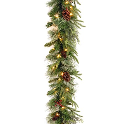 National Tree 9 Foot by 10 Inch "Feel Real" Colonial Garland with Red Berries and Cones (PECO4-306-9A-1)