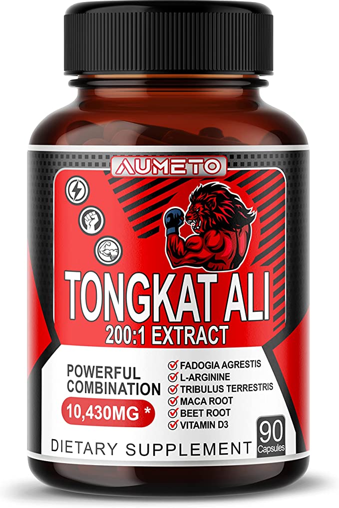 Tongkat Ali 10430mg 200:1 Extract w Fadogia Agrestis L-Arginine Tribulus Terrestris Maca Root Beet Root VIT D3 - Energy Workout Memory Support 90 Days Supply (90 Count (Pack of 1))