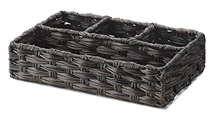 Whitmor Split Rattique 4 Section Woven Tray, Driftwood