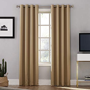 Sun Zero Oslo Theater Grade Extreme 100% Blackout Grommet Curtain Panel, 52" x 95", Camel