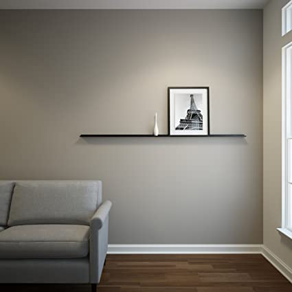 Black Powder Coated Carbon Steel Floating Ledge for Frames, Photos and Pictures (6 Ft Long by 2 in Wide)