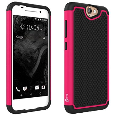 HTC One A9 Case, CoverON [HexaGuard Series] Slim Hybrid Hard Phone Cover Case for HTC One A9 - Hot Pink & Black