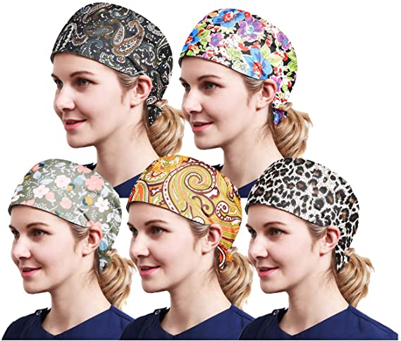 Alex Vando One Size Working Cap with Sweatband Adjustable Tie Back Hats Printed for Women