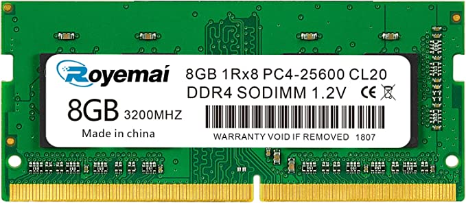 DDR4 25600S PC4 3200 8GB SODIMM, DDR4-3200MHz PC4-25600 CL20 1Rx8 1.2V Non-ECC 260 Pin Laptop Memory Module Ram