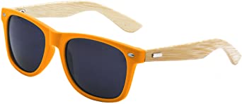 LogoLenses Men's Bamboo Wood Arms Classic Sunglasses