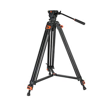 Coman Video Tripod DV1000 with Fluid Head 73.2 inches for DV and DSLR camcorder