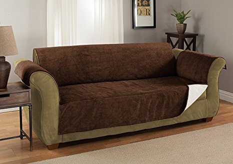 Furniture Fresh Heavy-Weight Luxury Textured Microsuede Pebbles Furniture Protector and Slipcover with Anti-slip Non-slip Backing (Loveseat, Chocolate)-Water Repellant