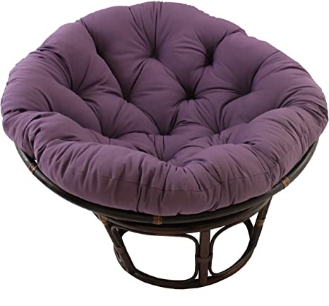 MISC 52 Inch Grape Purple Papasan Cushion Only Cotton Rounded Tufted Oversized Chair Pad Floor Pillow Use Plush Indoor Thick Comfy Solid Color, Polyester