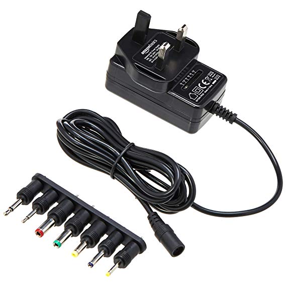 AmazonBasics Universal DC Power Supply with 7 detachable tips, 3-12V, Reversible Polarity