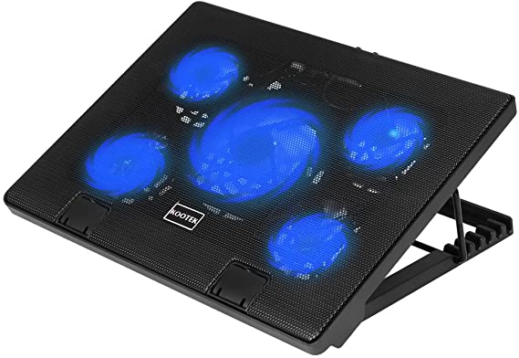 Laptop Cooling Pad, Kootek® 12"-17" Cooler Pad Chill Mat 5 Quiet Fans LED Lights and 2 USB 2.0 Ports Adjustable Mounts Stand Height Angle
