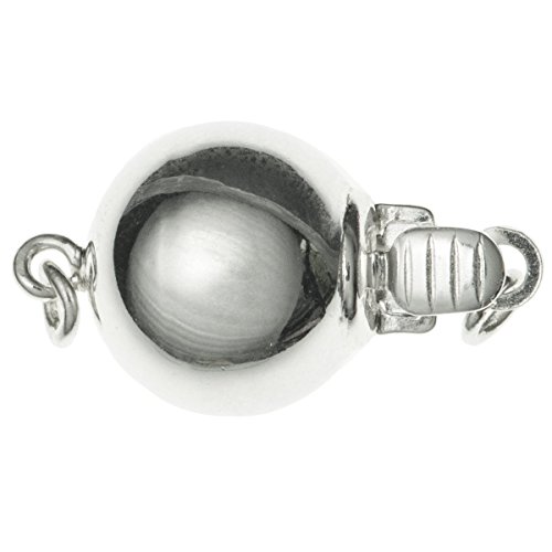 .925 Sterling Silver Round Seamless Ball 1-strand Pearl Box Clasp 8mm Connector Switch Bead
