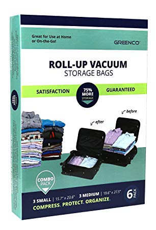 Greenco Vacuum seal, Space Saver Storage Bags - Variety (Small, Medium)- 6 pack