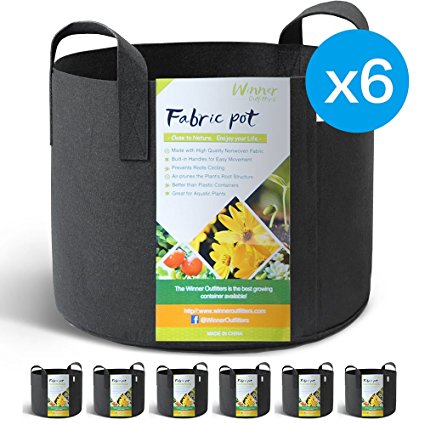 Winner Outfitters 6-Pack 7 Gallon Grow Bags /Aeration Fabric Pots With Handles
