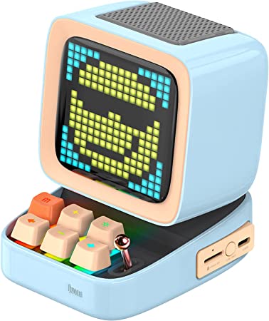 Divoom Ditoo Retro Pixel Art Game Bluetooth Speaker with 16X16 LED App Controlled Front Screen (Blue)