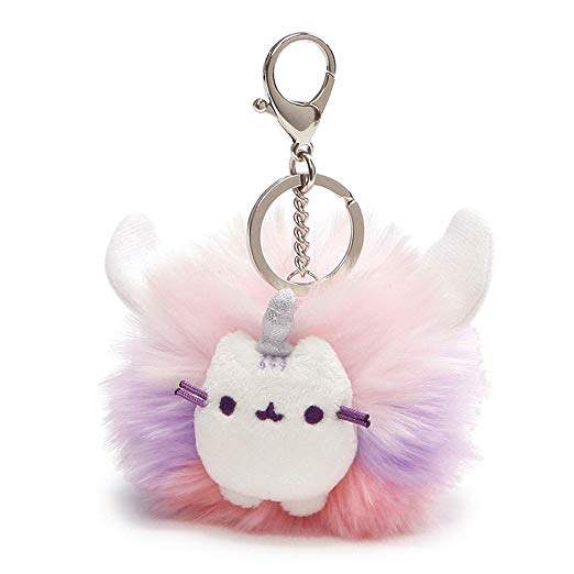 GUND Pusheen Super Pusheenicorn Unicorn Cat Plush Pom Deluxe Keychain, Multicolor, 4"