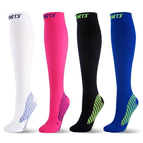 Graduated Sport Compression Socks for Men and Women 20-30 mmHg, Knee High Tight Athletic Compression Stockings for Leg Ankle Support Running Team Sports Football Flight Nurses Pregnancy 1 Pair