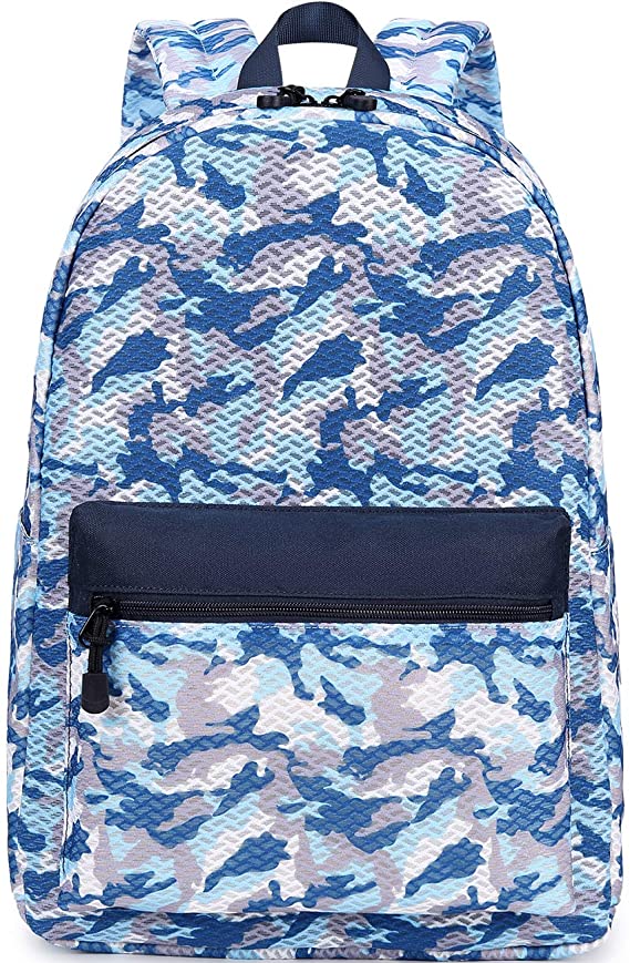 Mygreen Durable Padded Mesh Backpack for Boys Grils Men Women, 20 Liters Camouflage Travel Daypack for School Sports Hiking, Blue