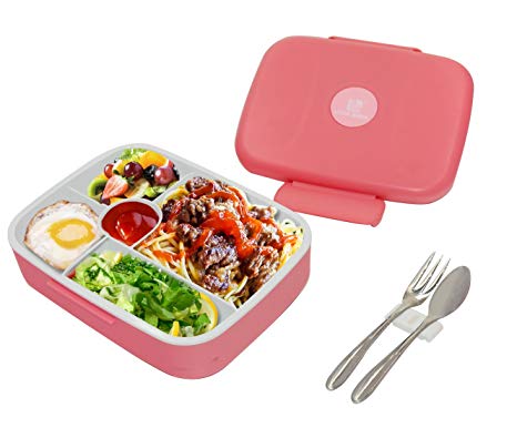 Superbpag 5 Compartment Childrens's Bento Lunch Boxes with Lids, Pink